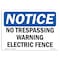 Signmission OSHA Notice Sign, 7" H, 10" W, Aluminum, No Trespassing Warning Electric Fence Sign, Landscape OS-NS-A-710-L-14996 - alternate 1